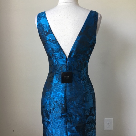 Plunging brocade jacquard Vee mermaid dress gown - Picture 6 of 8